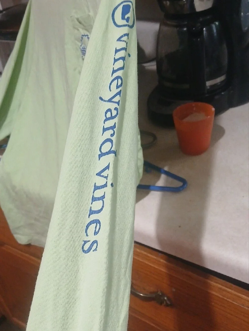 Vineyard Vines Mint Green Long Sleeve Pocket Tee with Sleeve Logo